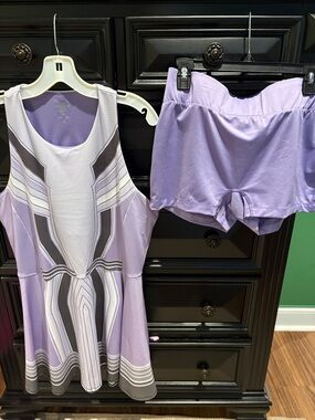 K-Swiss Lavender and White Tennis Dress with Matching Shorts Set bloomers
